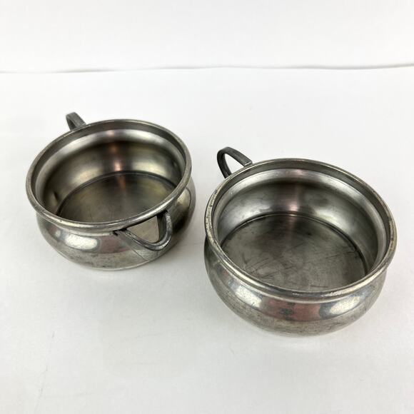 Queen Art Pewter Stackable Cream and Sugar Set Made in USA - Picture 3 of 7